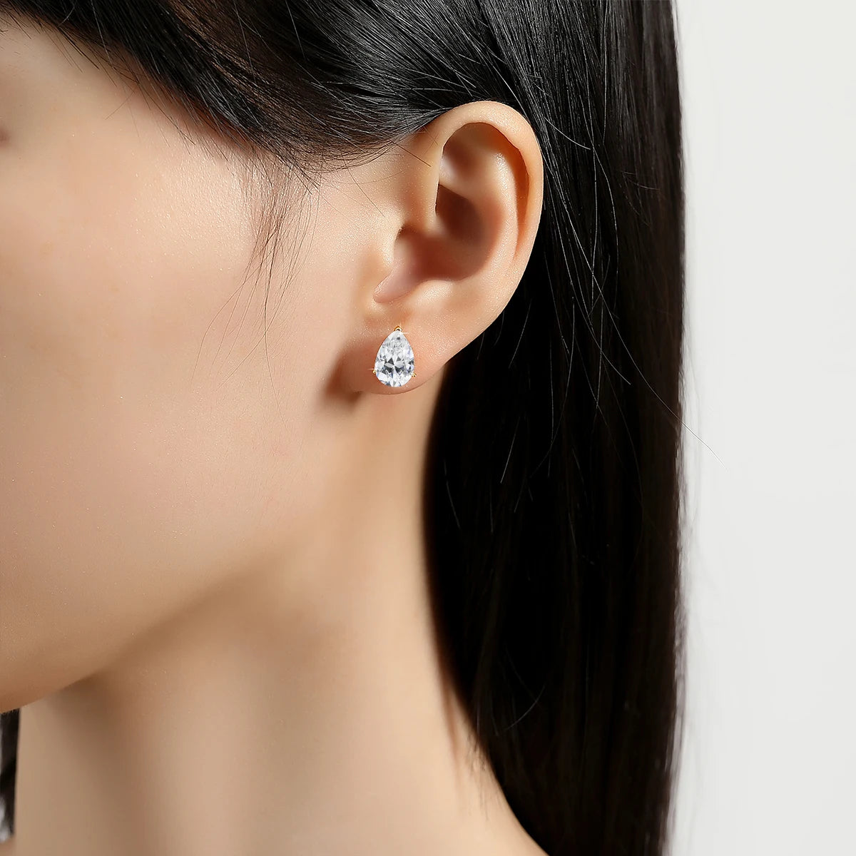 Gioiellieri Luxury Fine Jewellery Gift Christmas Engagement Woman Real 14K Gold Hollow 1ct 2 Carat Pear Cut Moissanite Gold Stud Earrings