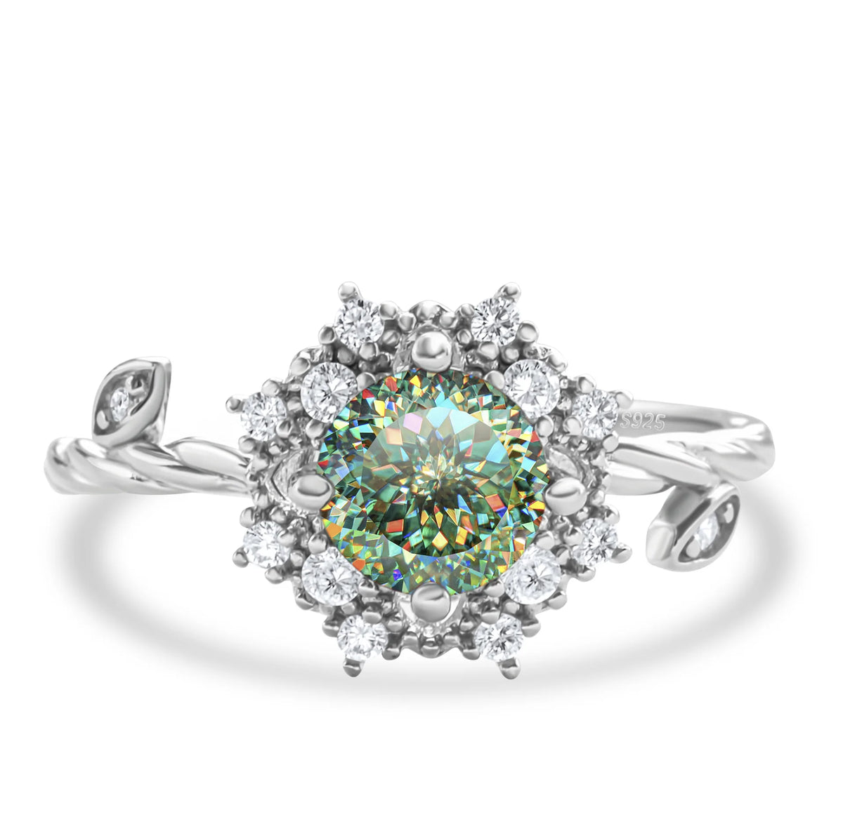 ArtistA Popular Fashion Jewelry 925 Sterling Silver Brilliant Round Cut 1CT VVS GRA Colored Moissanite Flower Rings for Women