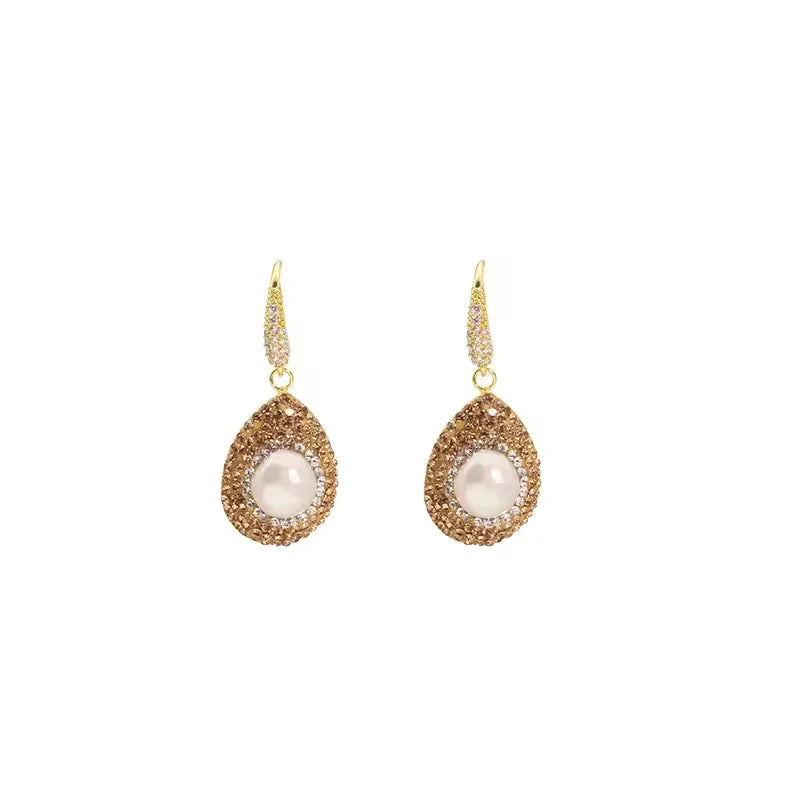 GLSEEVO Natural Freshwater Baroque Bordered Earrings Korean Style Women Luxury Jewelry Fashion Ladies and Girls Gift