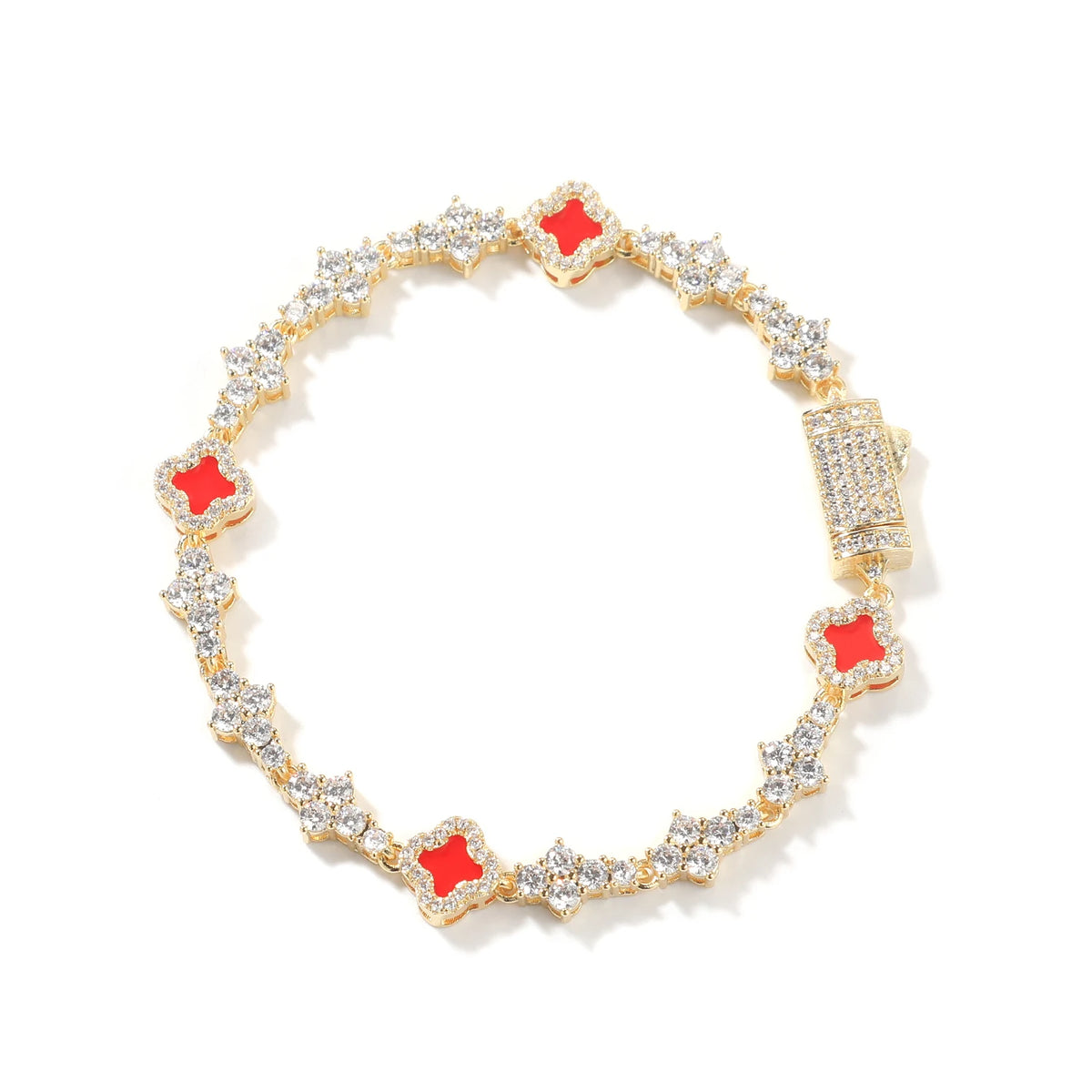 New Arrival Jewelry Iced Out Cross Chain Bracelet Four Leaf Clover Shell Pearl Bracelets for Anniversary Gift Party Jewelry