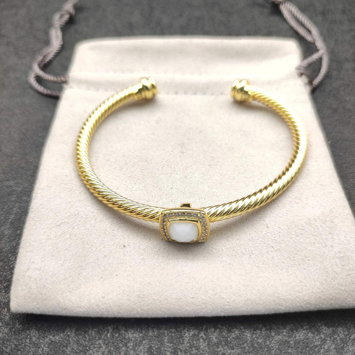 FASHIONISTA DY High-Quality Gold-Plated 4mm Square Diamond Bracelet, Fashionable Colored Diamond Bracelet, Jewelry