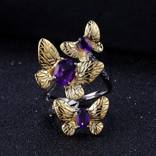 ArtistA Butterfly Oval Ring in 925 Sterling Silver