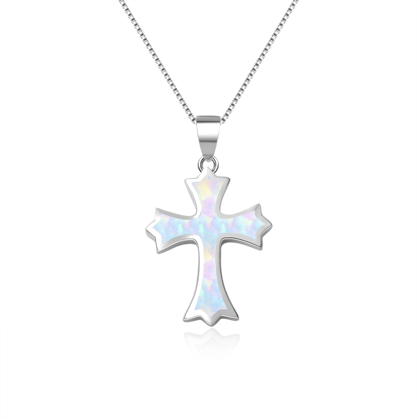 Cross Pendant Necklace Aobao Opal Inlaid Fashion Jewelry