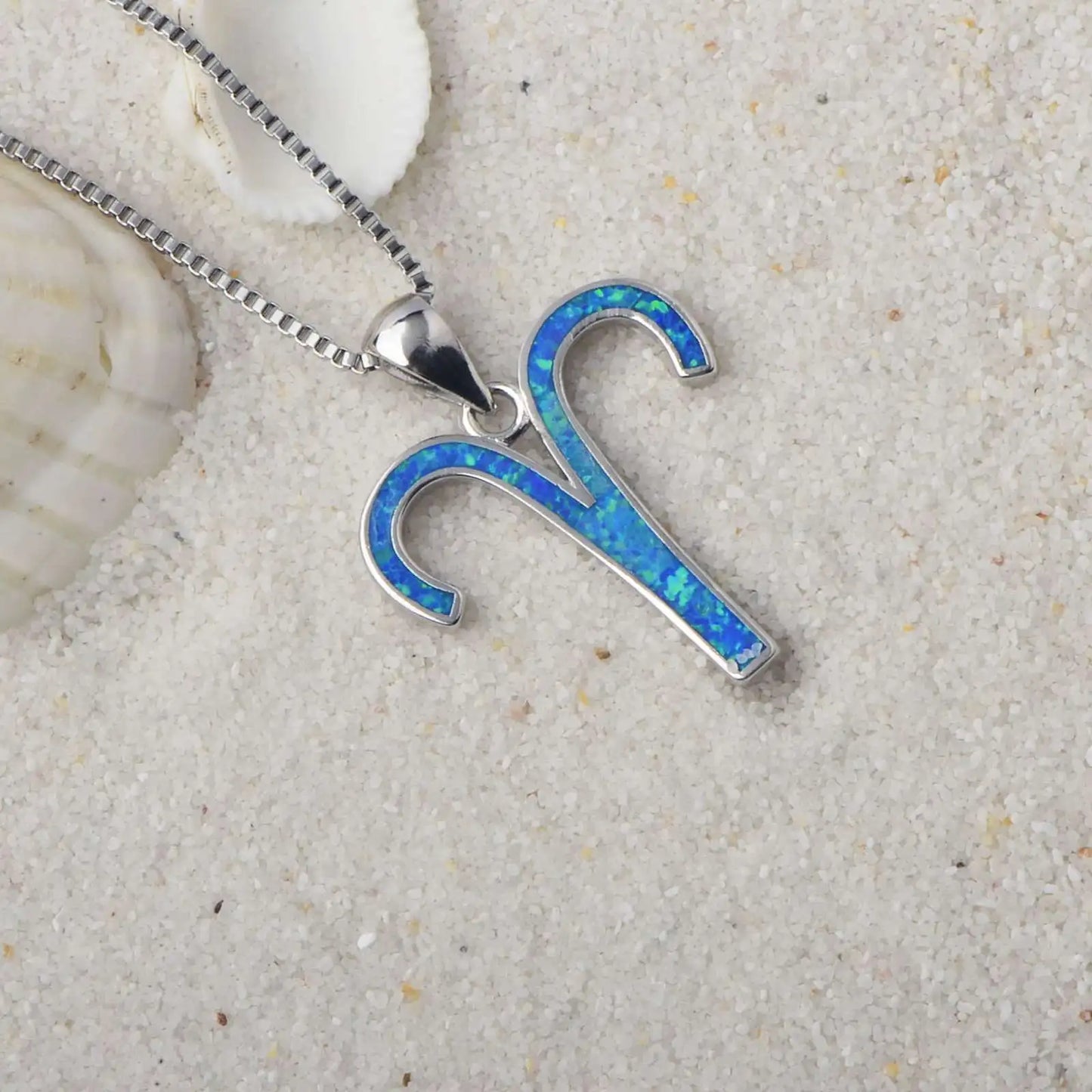 Aries Zodiac Pendant - Blue Opal Inlaid Silver Plated Horoscope Jewelry for Women Wholesale