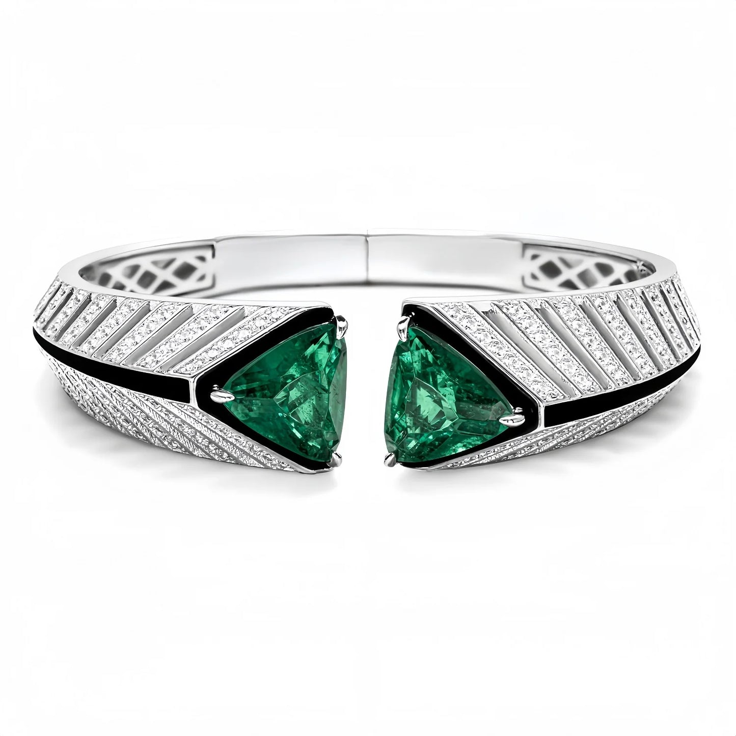 MUSHAN Jewelry Factory s 925 Sterling Silver Bangle Synthetic Gemstones Mozu Green Emerald Jewelry Women Cuff Bracelet Bangles