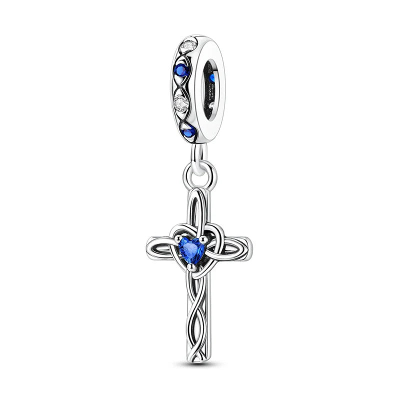 REDheart Original S925 Sterling Silver Cross Charm Celtic Knot Crystal Star Bead Pendant DIY Jewelry Bracelet Accessories