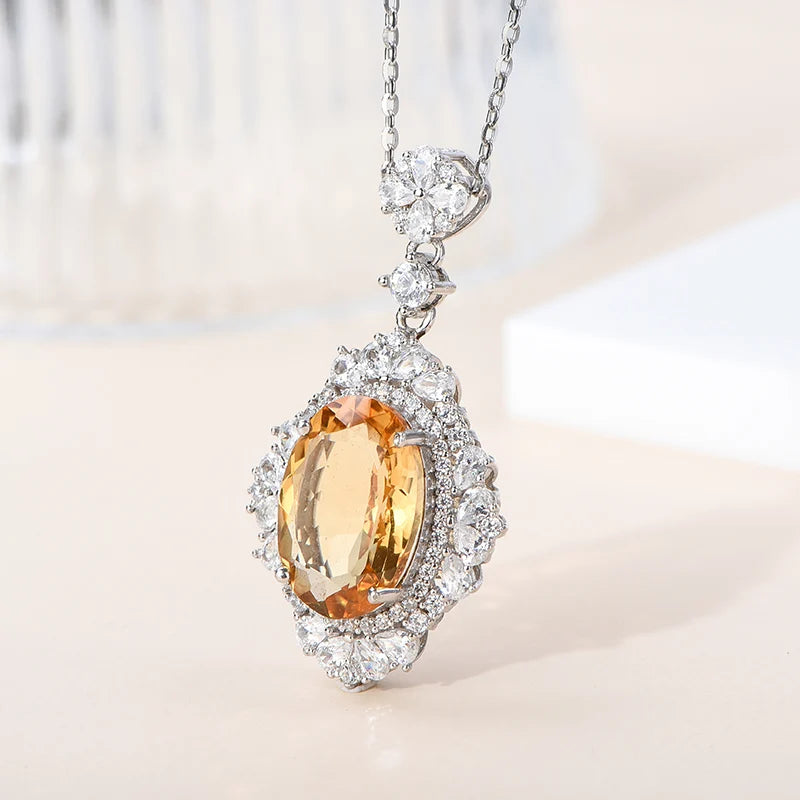 Gioiellieri Supplier for Natural Citrine Gemstone Pendant Necklace 925 Sterling Silver Pendant Manufacture Jewelry for Women
