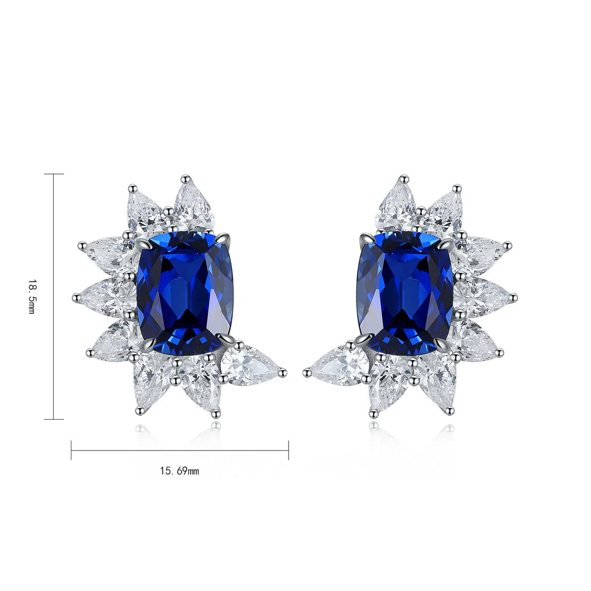Gemfiori Anster High Quality S925 Lab Grown Sapphire Earring Stud Dainty Gemstone Stud Earrings for Women Daily Wear Gift