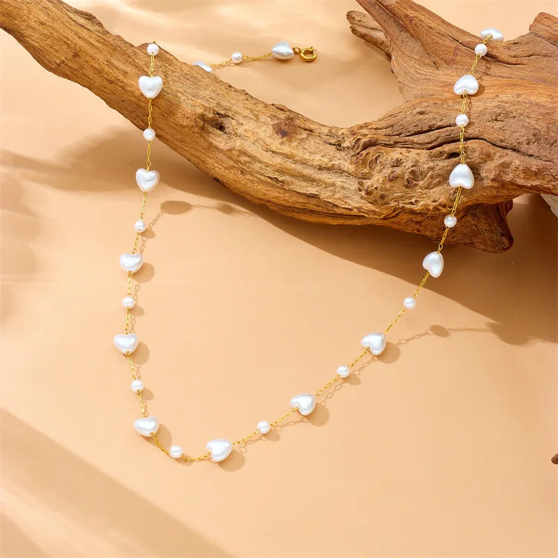 Gold Pearl Necklace & Bracelet Jewellery Set | Classic Elegance Fashion Set