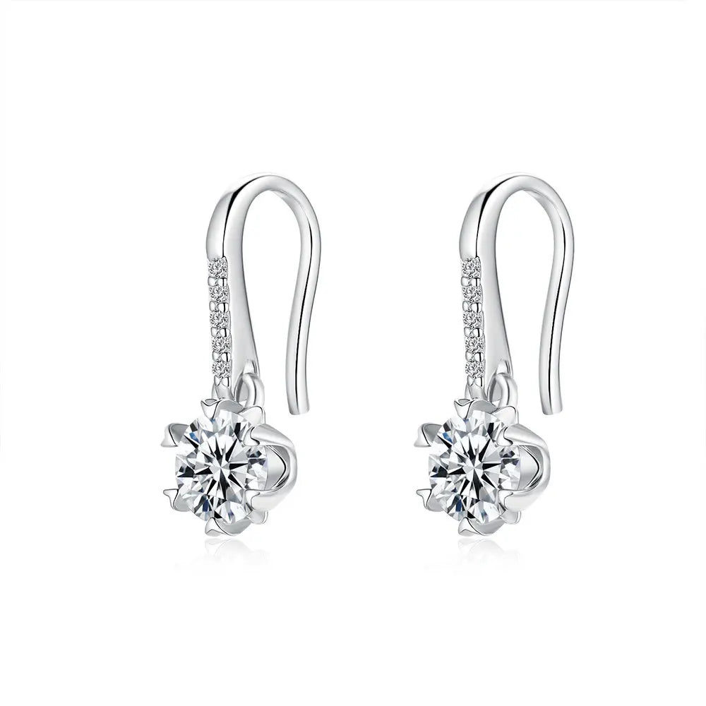 ArtistA Fine Jewelry Sets Zircon Platinum 925 Sterling Silver Heart Snowflakes Real VVS Moissanite Ring Earring Necklace Set for Women