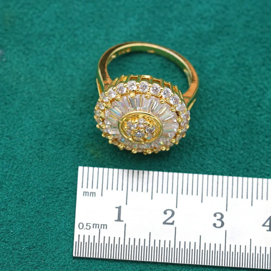 Classic round AAA Cubic Zirconia 18K Gold Jewelry Ring for Women's Engagement Anniversary Wedding or Party Gift