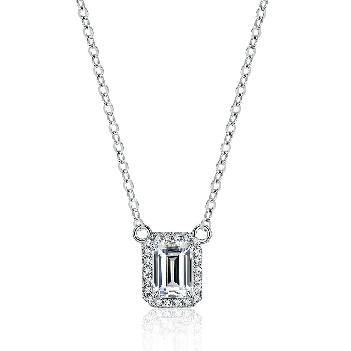 ArtistA Famous Jewellery S925 Silver 2 Carat Emerald Cut Moissanite Ring Pendant Necklace Earrings Jewelry Set for Women