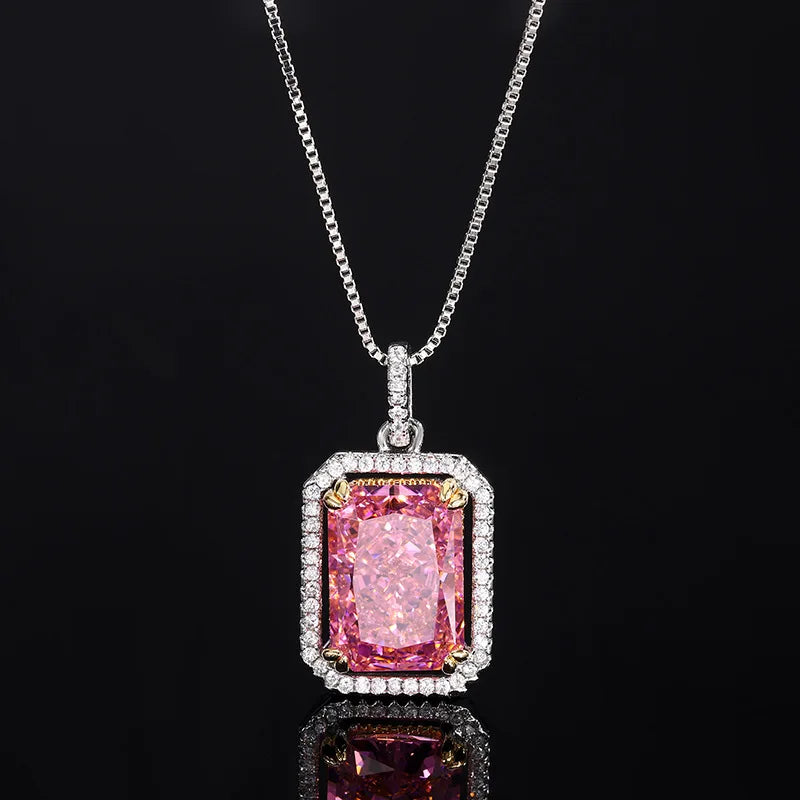 Gemfiori New Hot Selling Jewelry Ice Flower Cut Deep pink Copper Inlaid Zircon Fashionable Set Holiday Gift