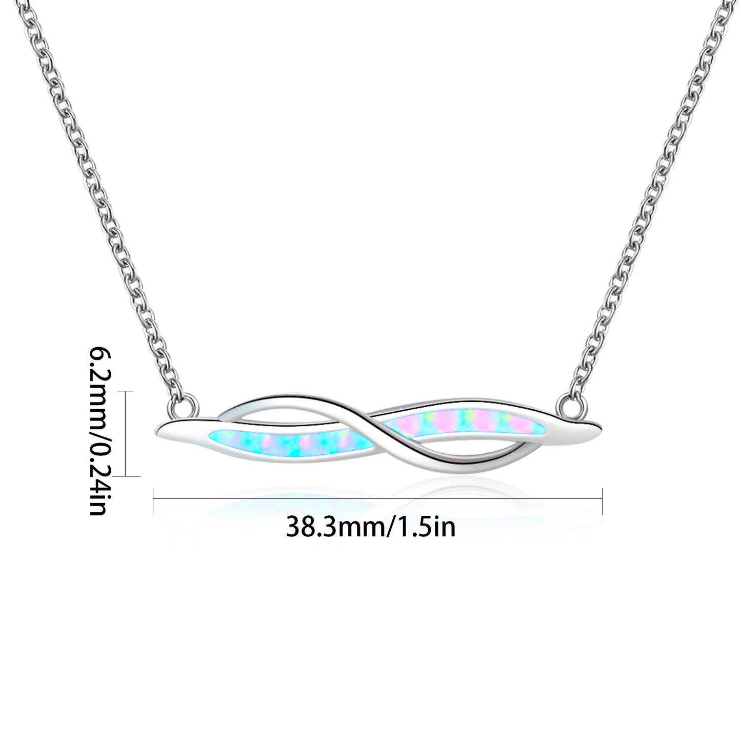 Geometric Silver Plated Copper Alloy Opal Lariat Necklace for Women Aobao