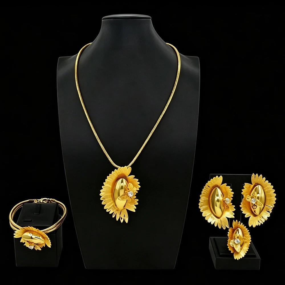 Zhuerrui Dubai Luxury Gold Plated Jewelry Set for Women 4Pcs Twisted Chain African Bridal Wedding Party Jewelry Gifts HE2550720