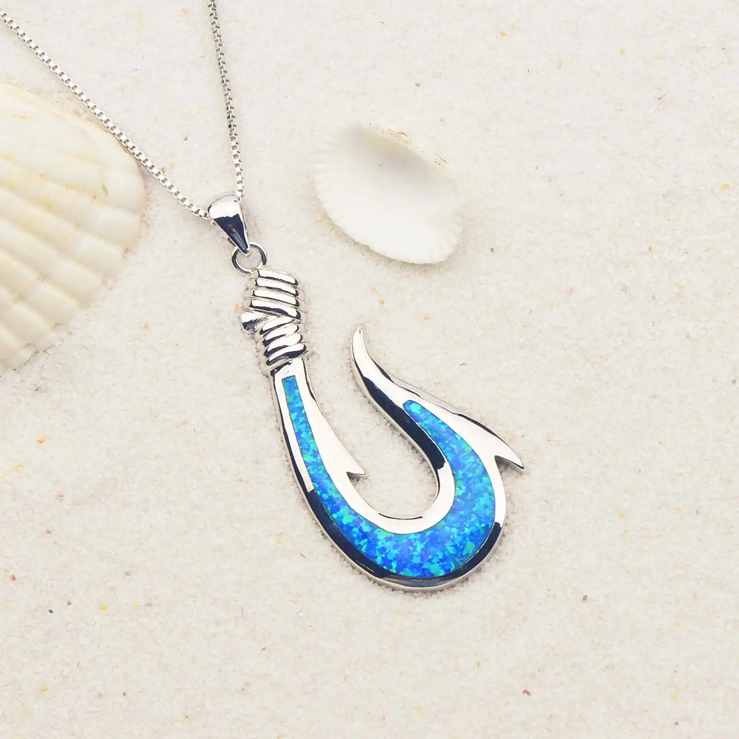 Aobao  Opal Necklace New  Opal Fish Hook Pendant Fashion Colored Gem Jewelry Wholesale