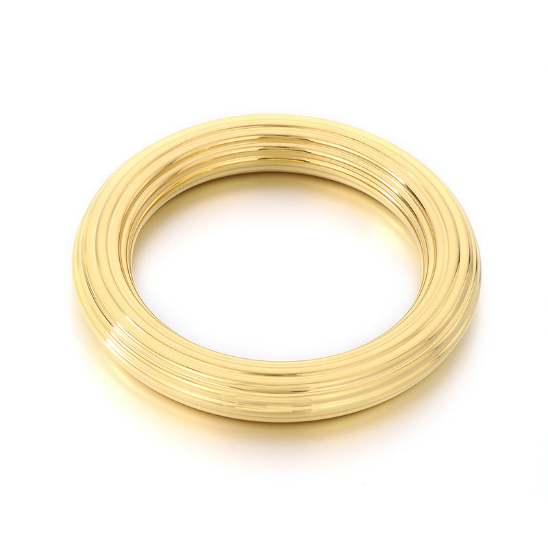Kalen Popular Lady Stripe Bangle Bracelet 18K Gold-Plated Stainless Steel Hollow Fine Jewelry Trendy Bangle for Women