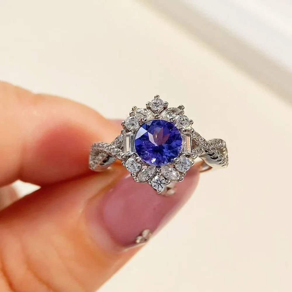 Gioiellieri Natural Tanzanite Ring S925 Sterling Silver for Women Genuine Blue Gemstone Fine Jewelry December Birthstone Anniversary Gift
