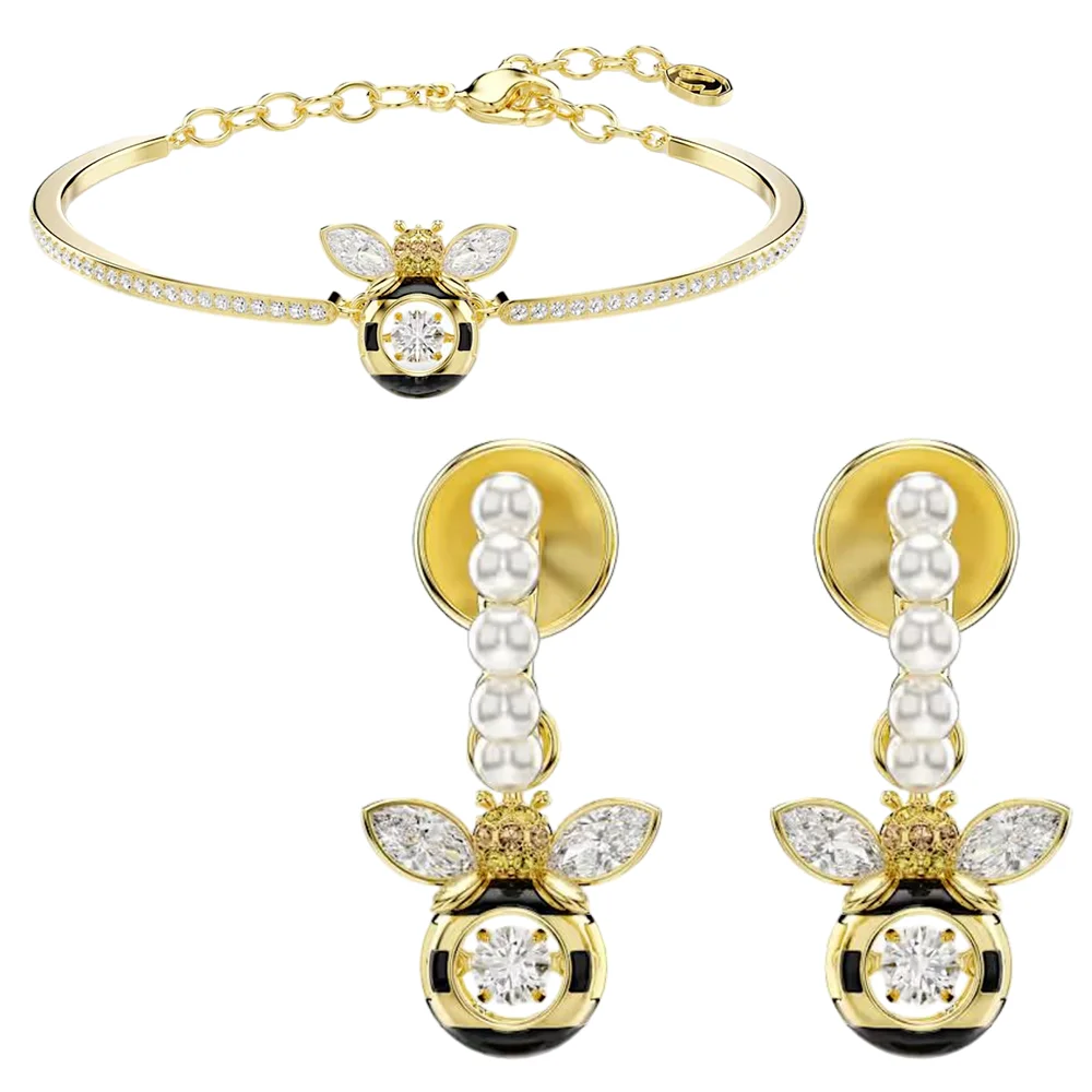 S&S Vintage Copper Zircon Jewellery Combo Set | Bee, Heart & Lock