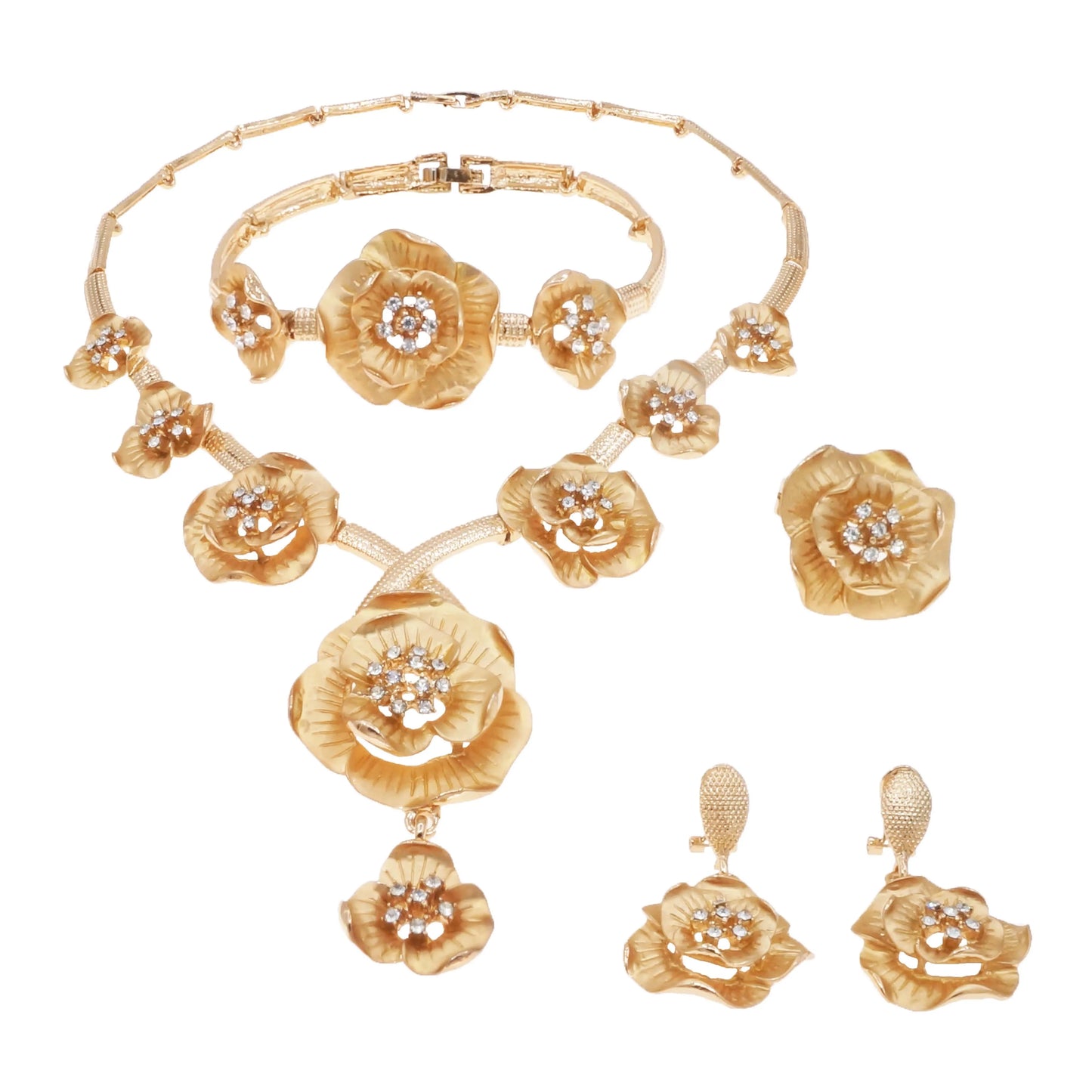 Zhuerrui Available Luxury Gold Jewelry Sets Favors Flower Beads Necklace Jewelry Set High-end Woman Christmas Gifts HA23250