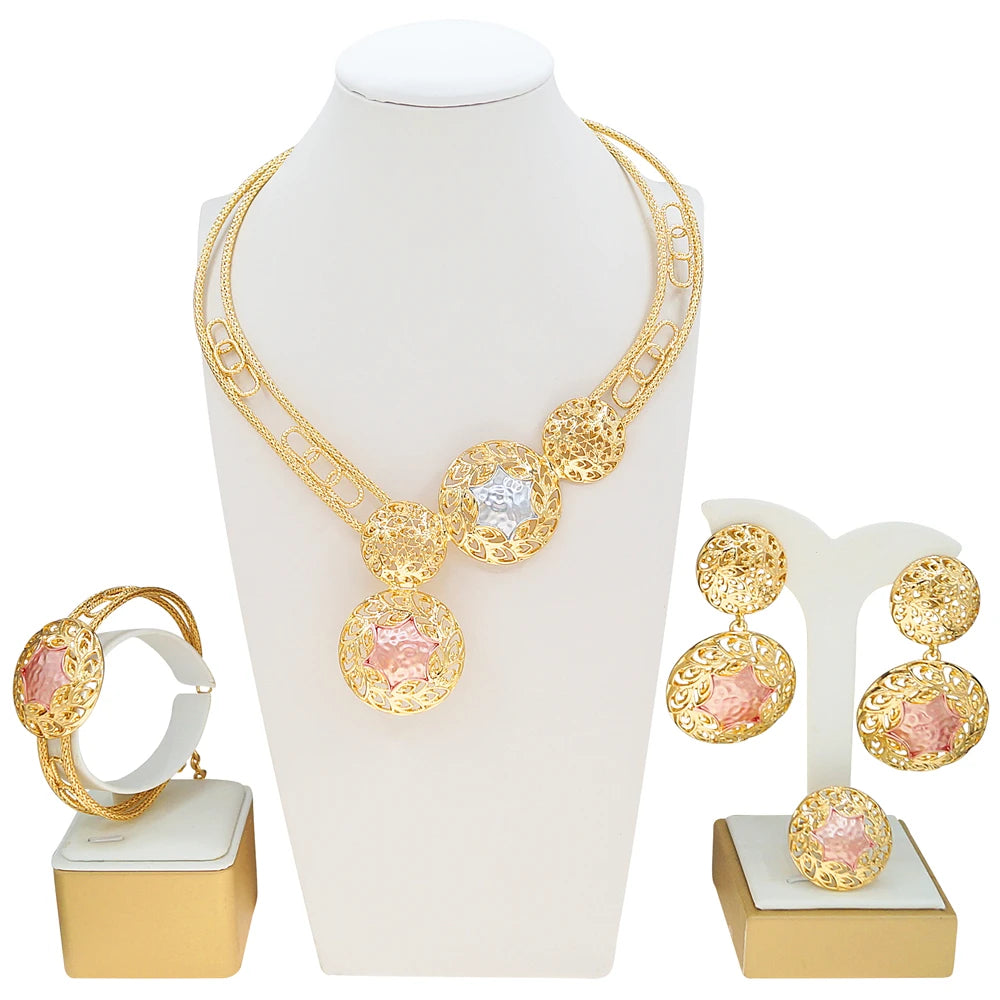 Zhuerrui Italiano Gold Designs Women Jewellery Set Party Fine Costume Jewelry Set Luxury Big Necklace Jewellery Sets X0009130