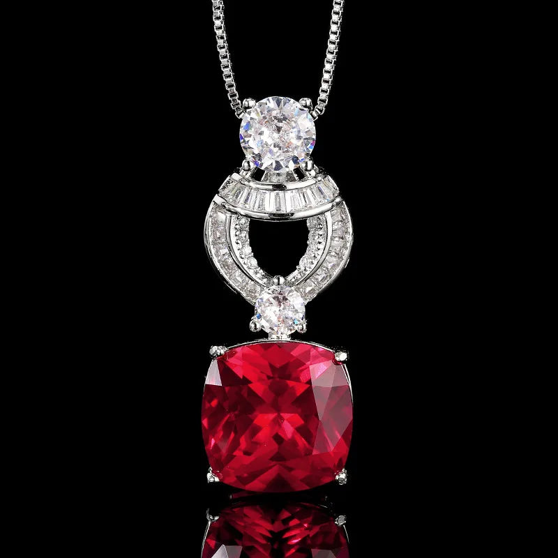Eco-friendly Copper 12*12MM Square Zircon Pendant Earrings Ring Set Bridal Jewelry Elegant Wedding Sets for Women