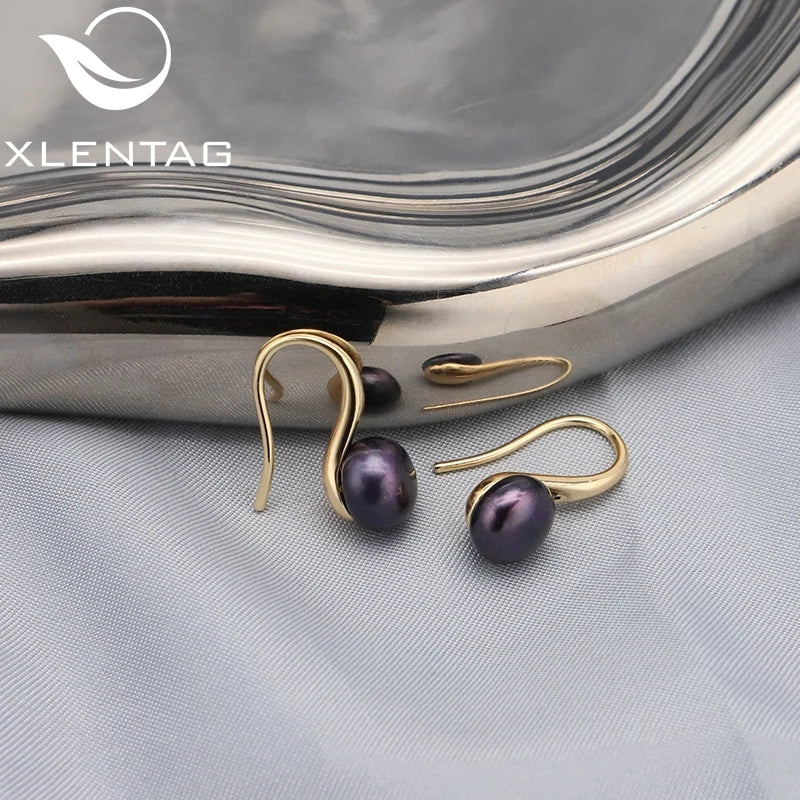 GLSEEVO High Sense Natural Freshwater Pearls Female Ear Hooks Luxury Earrings Give a Gift to a Friend Fine Jewelry