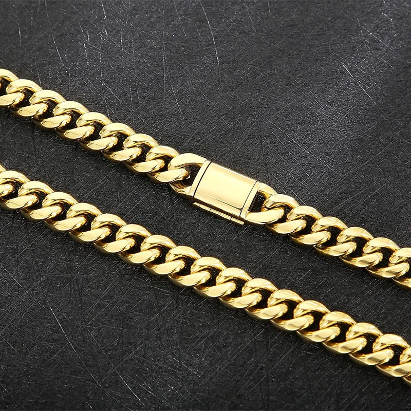 REBEL Men Stainless Steel Vintage Cuban Links 600mm Necklace&200mm Bracelet Jewelry Set