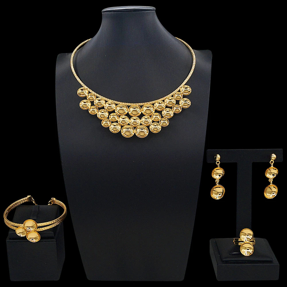Zhuerrui Italiano Gold Designs Women Jewellery Set Party Fine Costume Jewelry Set Luxury Big Necklace Jewellery Sets X0010530