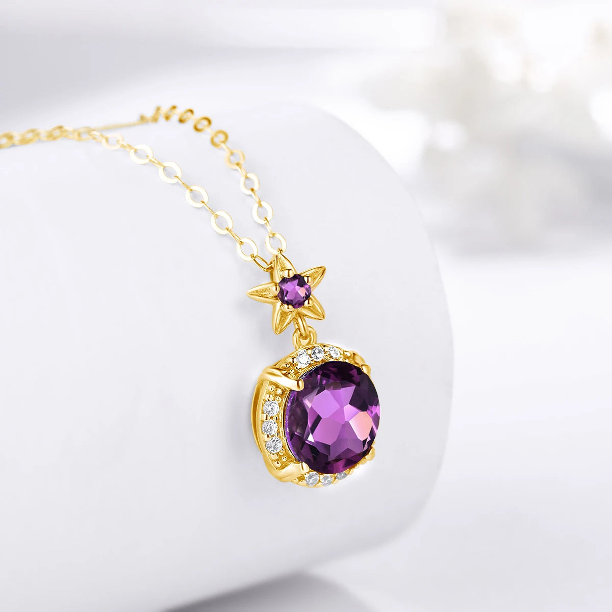 ArtistA Luxury Palace Style Amethyst Cubic Zirconia Sterling Silver Gold Plated Engagement Anniversary Bridesmaid Jewelry Gift Set