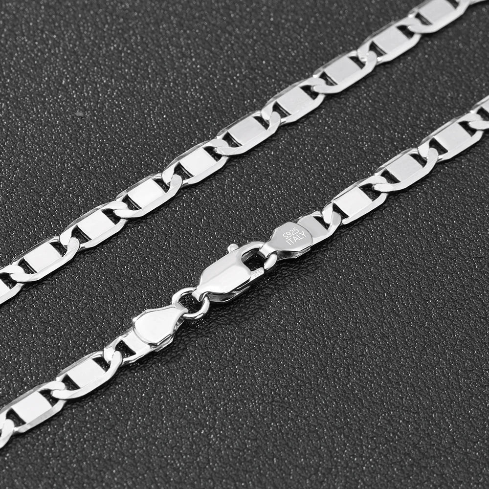S&S Diamond-Cut Flat Sailor Chain Necklace | 925 Sterling Silver | S&S