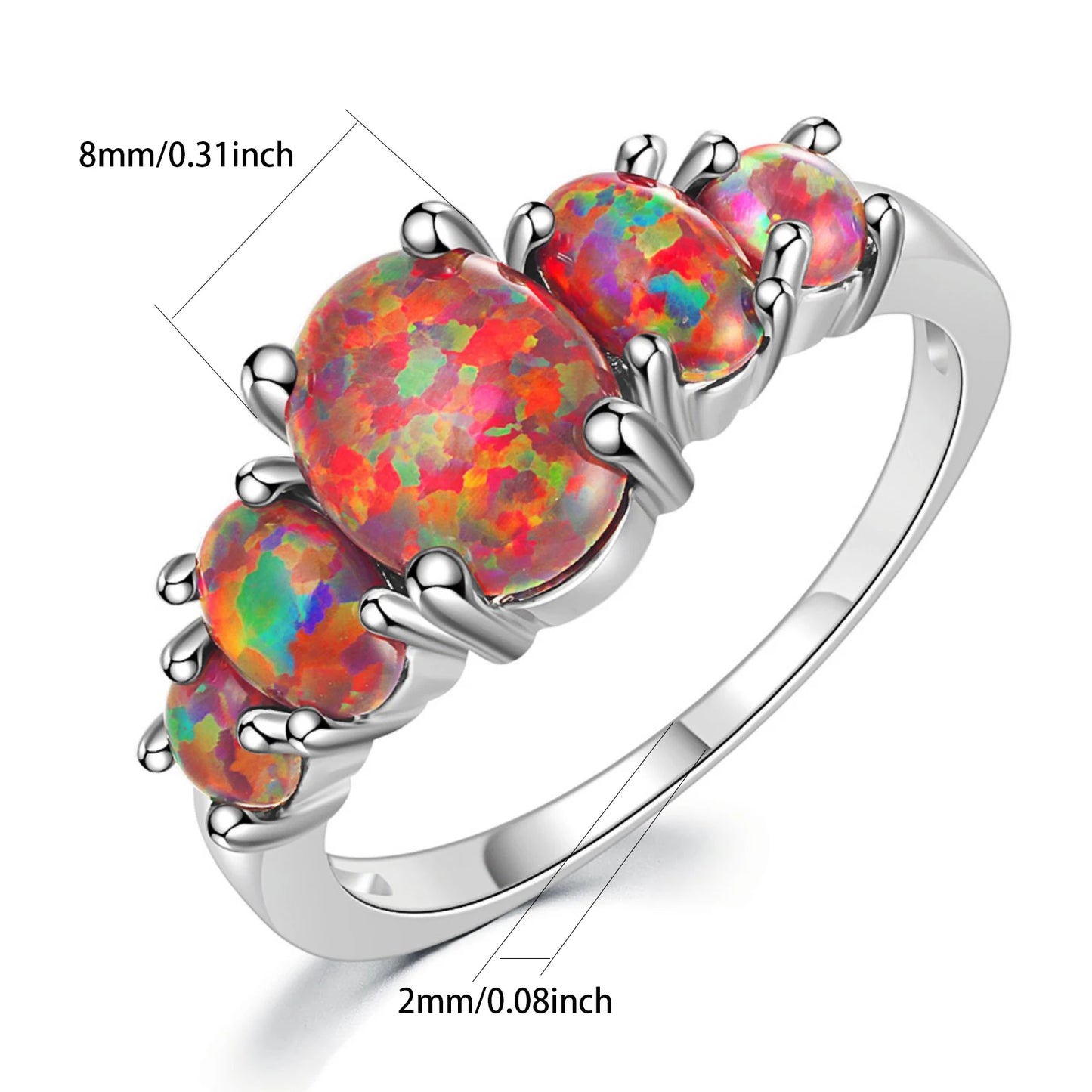 Opal Ring | Zircon-Accented  Band | Luxury Fashion Jewelry for Women Men