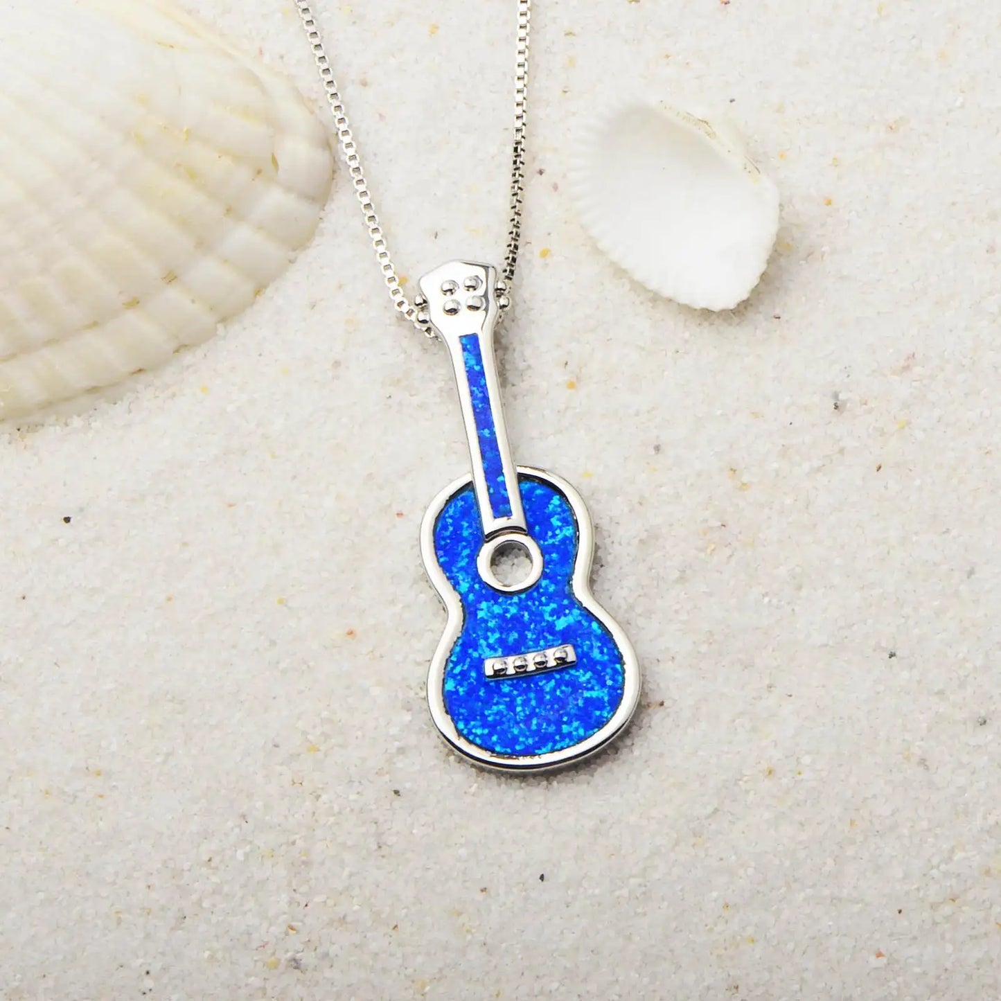Aobao Wind Hawaii Beach Explosion Opal Guitar Pendant Necklace Cute Style Children's Wholesale Inlaid Charms
