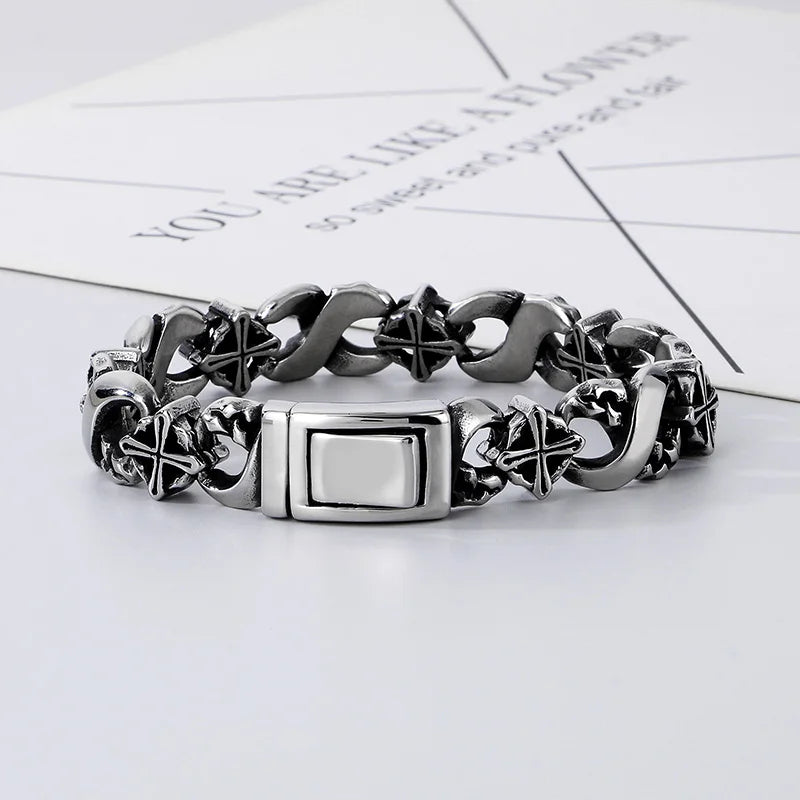 KALEN 220mm Gothic Elements Punk Stainless Steel Links Bracelet