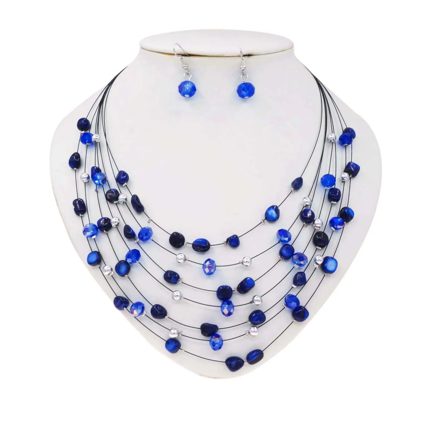 Zhuerrui Exquisite Women's  Necklace Costume Jewelry Set Multi Color Bead Earrings Jewelry Sets High Quality Gifts DSC01429
