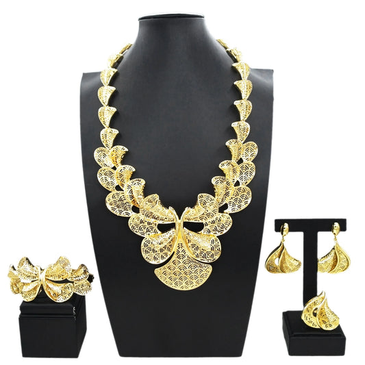 Zhuerrui High Quality Gold Jewelry Sets Simple Silver Bridal Necklace Jewelry Set Fashion Women's Costume Accessories H00751