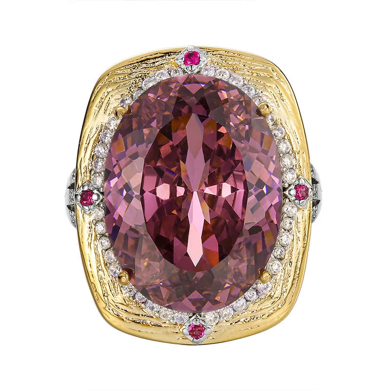 Gemfiori New Fashion Vintage Royal Elegant Jewelry Cushion Cut Purple Gem Halo Pendant Necklace Earrings Ring Luxury Party Gifts for Her