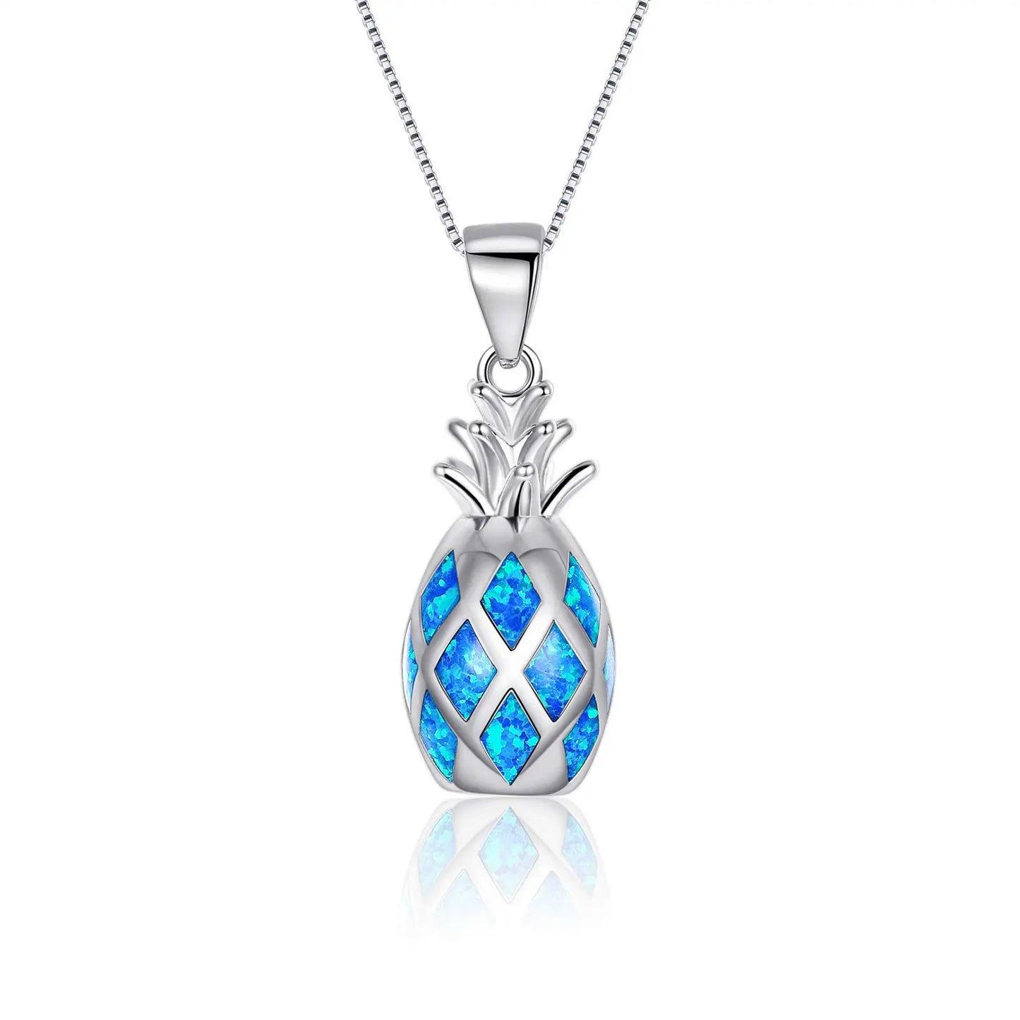 Aobao Pineapple Necklace Pineapple Pendant Copper Alloy Link Chain Opal Necklace Gift