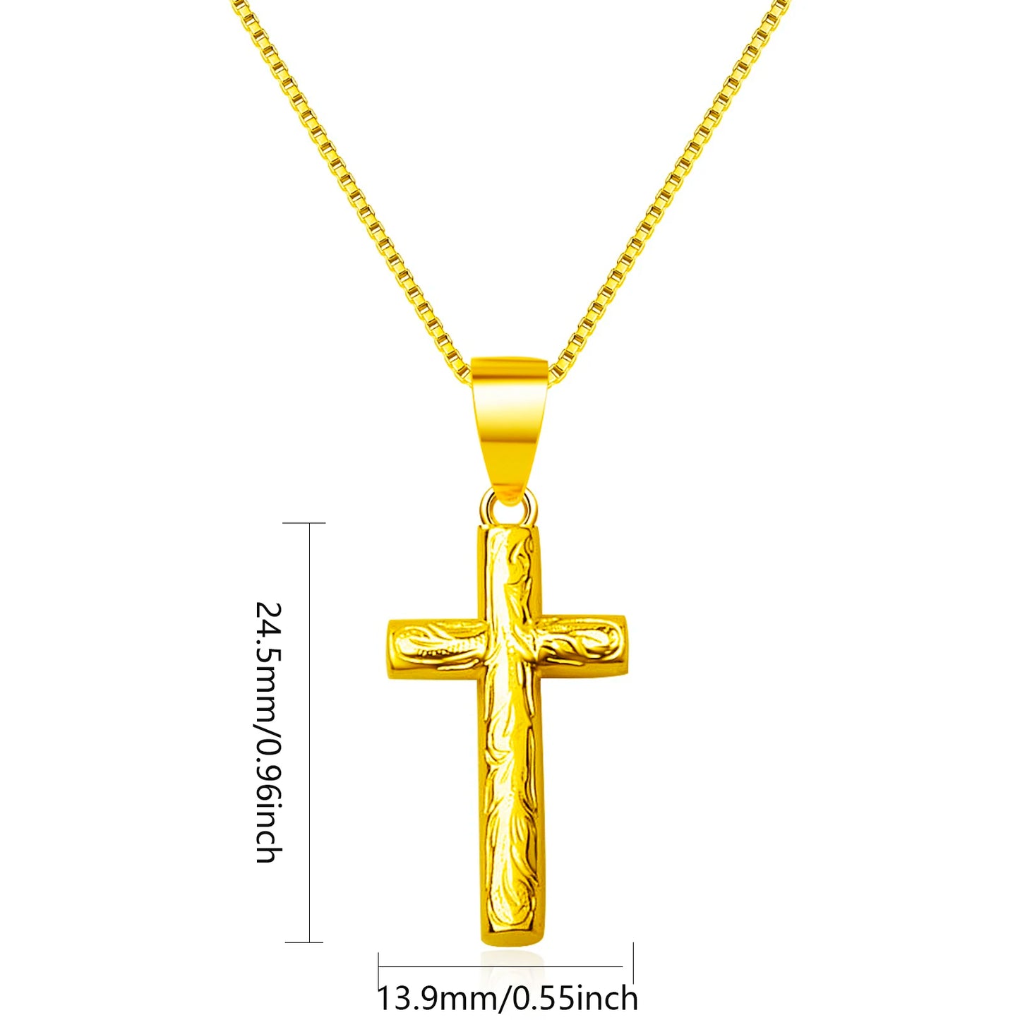Gold Textured Cross Pendant | Christian Fashion Necklace