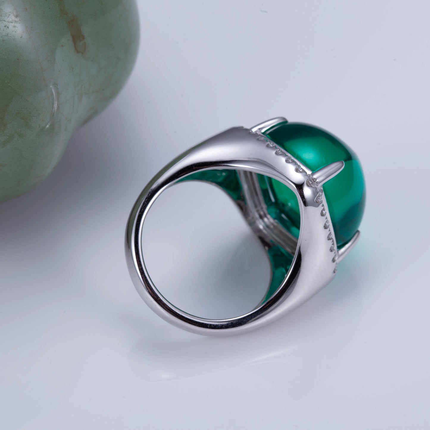 Messi Jewelry  MSR-1178 9K Gold  Custom Jewelry Moissanite Lab Emerald  Ring