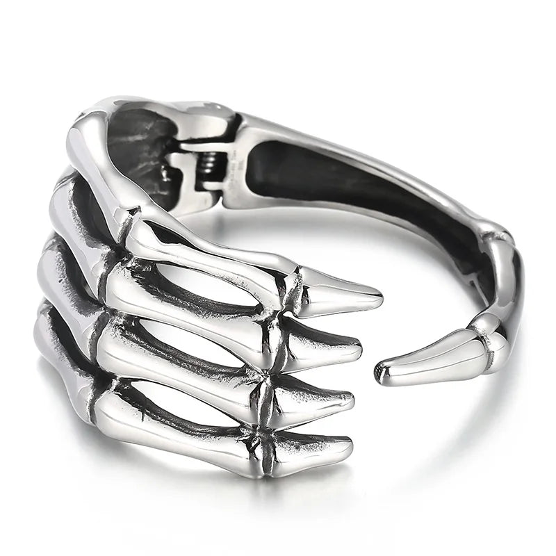 VIKING Mens Skeleton Devil Claw Cuff Bangle – Brushed Stainless Steel