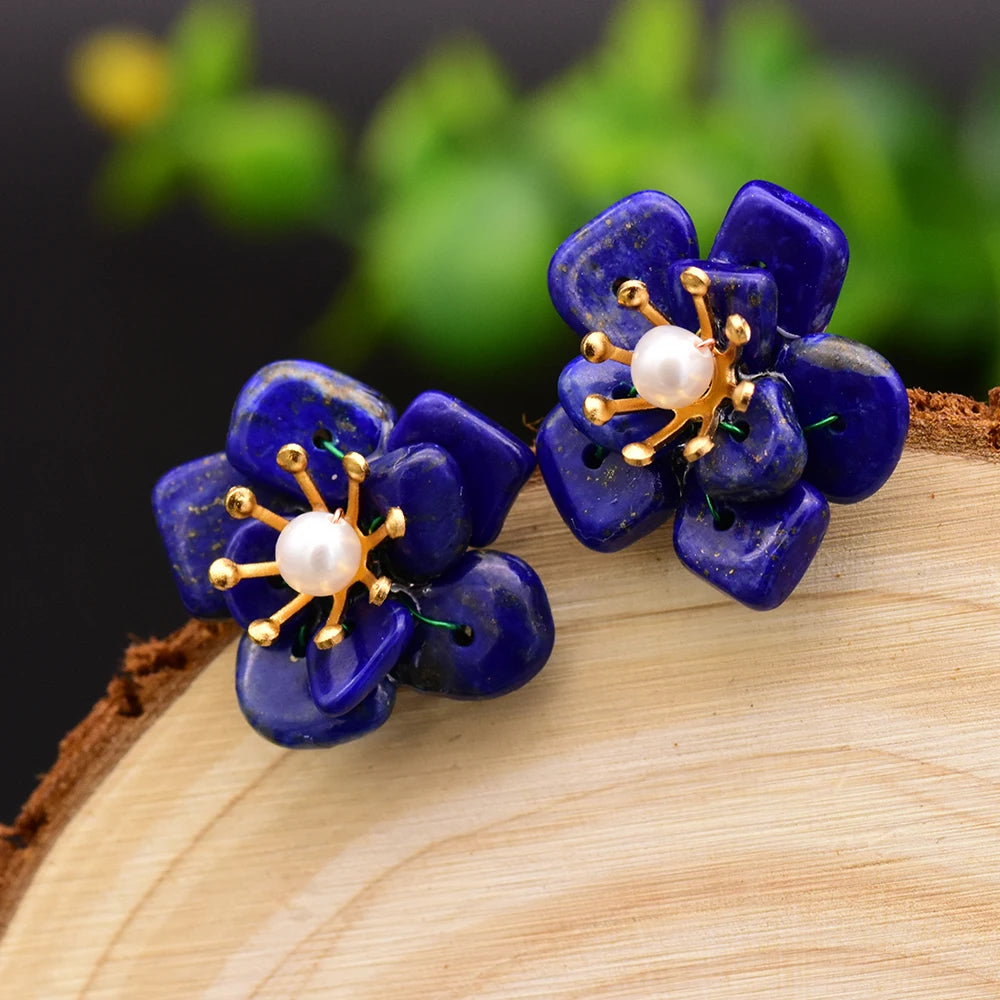 New Jewelry Yiwu Wholesale Natural Baroque Pearl Stud for Women Flower Earrings Korean Wholesale Bulk 18K Gold Plated Jewelry