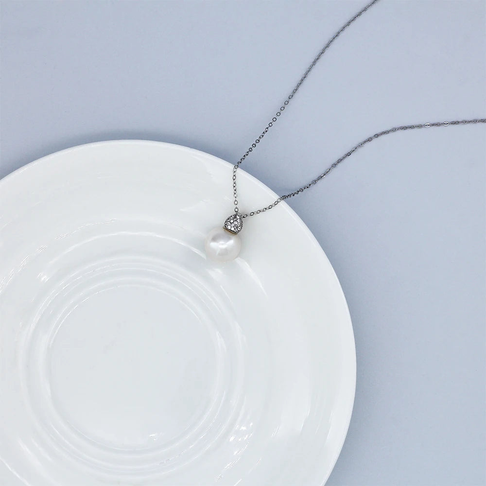Akoya Pearl Silver Necklace AAAAA Natural Seawater Round Pearl Necklace 925 Silver Jewelry Fashion Necklace