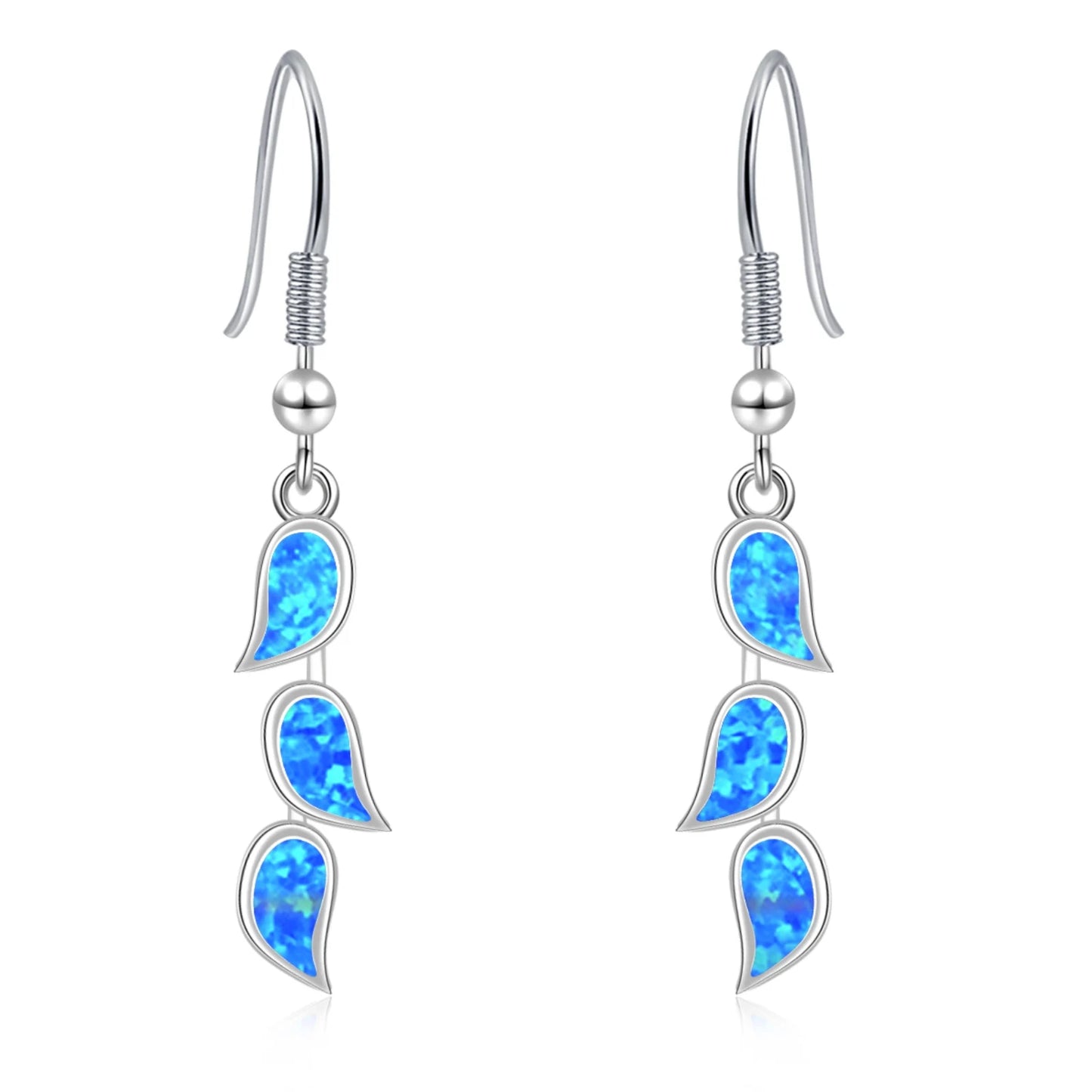 Gradient Leaf Opal Drop Earrings - Iridescent Multi-Color Opal Leaf Design | Nature-Inspired Jewelry Bulk Gifts