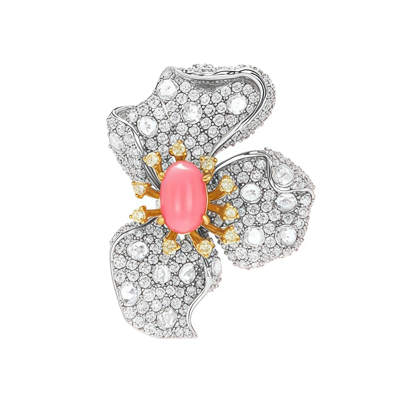 MUSHAN 925 Sterling Silver Luxury High Carbon Diamond Pink Conch Beads Flower Stud Earrings for Women's Anniversaries Gifts