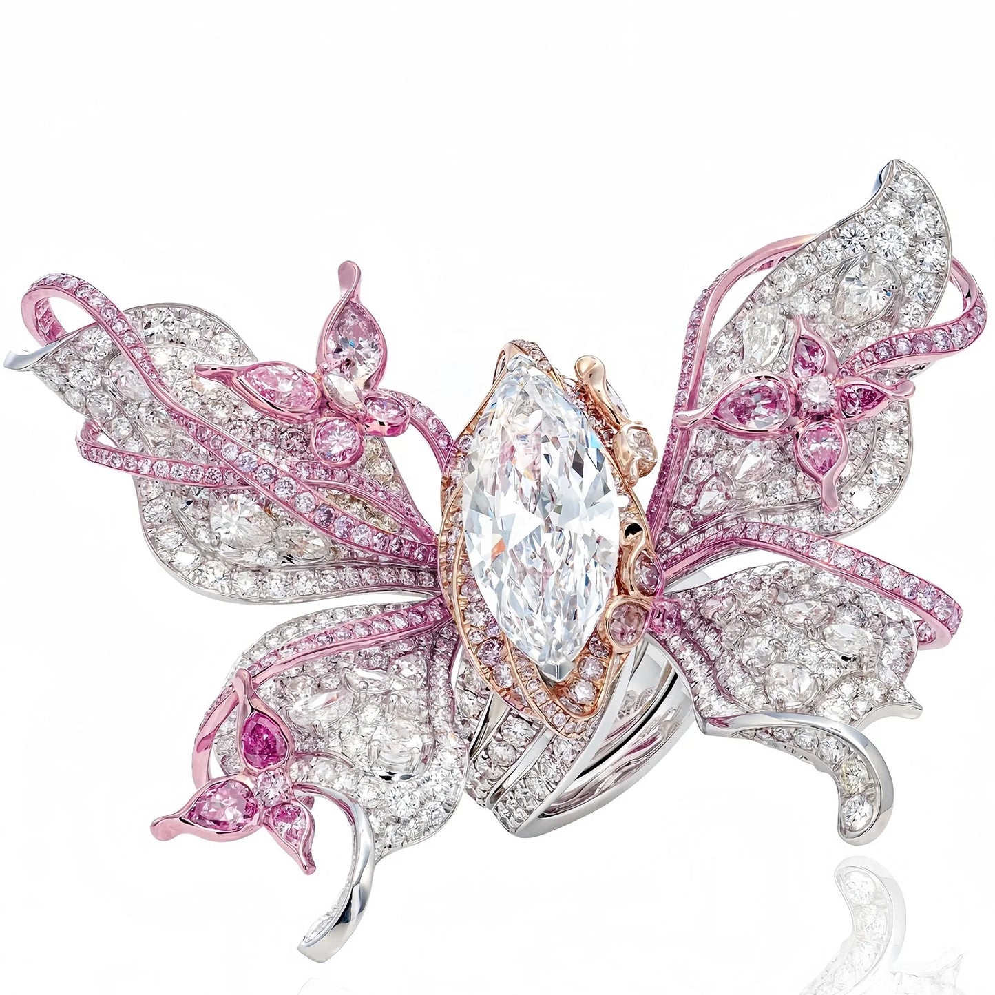 MUSHAN Jewelry Factory Luxury High Carbon Diamond 3D Butterfly Ring 925 Sterling Silver Promise Engagement Wedding Rings Jewelry