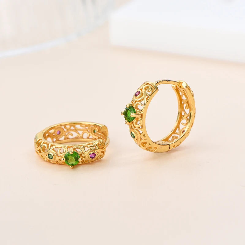 Gioiellieri Natural Chrome Diopside Stud Earrings S925 Sterling Silver for Girls Fine Jewelry May Birthstone Anniversary Gift Green Earrings