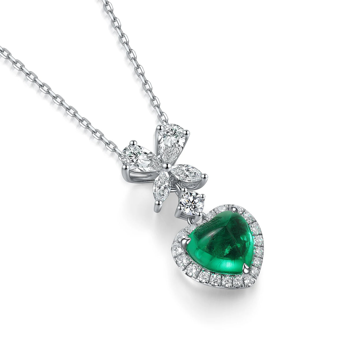 Gemfiori Fine Jewelry Gemstone Necklace 2024 New Fashion S925 Necklace Lab Grown Emerald Necklace for Party Wedding Appointment