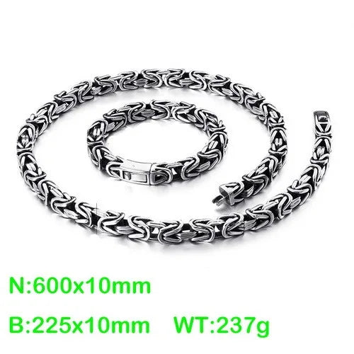 REBEL VIKING Multi-Layer Bracelet & Necklace Set – Silver Plated