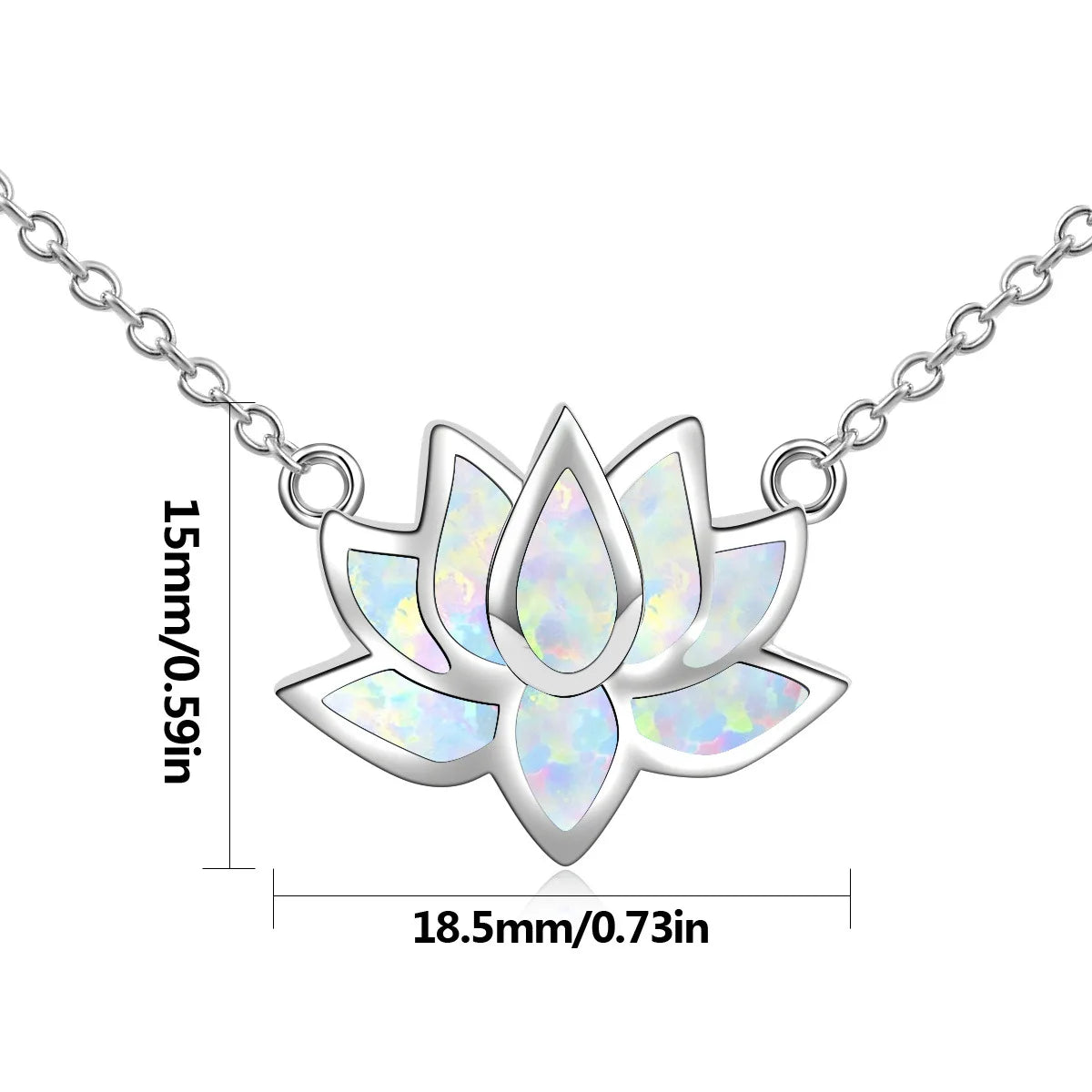 Aobao Christian Copper Opal Flower Lotus Necklace with Sweater Chain Link Chain Silver Plated Minimalist Style Gift